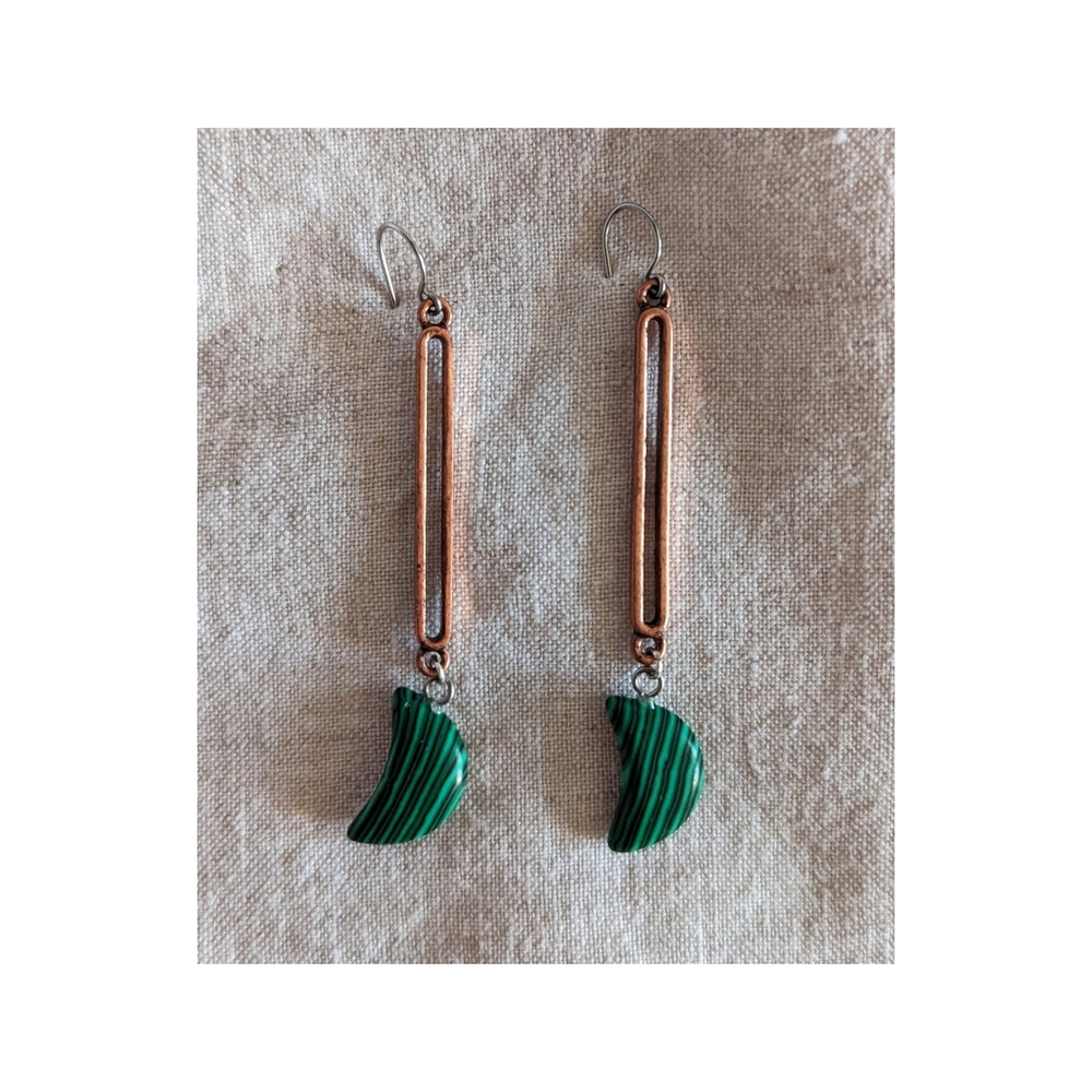 Malachite Moon Dangle Earrings